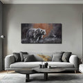 ZHENGYIN Grizzly Bear & Bird Canvas Wall Art,Black and White Wildlife Artwork, Warm Earth Tone Glow, Rustic Western Farmhouse Wall Decor for Entryway Bedroom, Over Console, 20x40 Inch