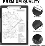 Rimilak Plastic Clipboard with Storage, Side Opening with 2 Compartment, Size 13.3 x 9.4 x 1.5 Heavy Duty High Capacity Nursing Box for Work School & Office Supplies, Black