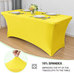 Obstal 6 Pack Stretch Spandex Table Covers for 6 Foot Tables - 6 FT Universal Rectangular Fitted Tablecloth Protector for Wedding, Banquet, Party (Yellow, 72 Length x 30 Width x 30 Height Inches)
