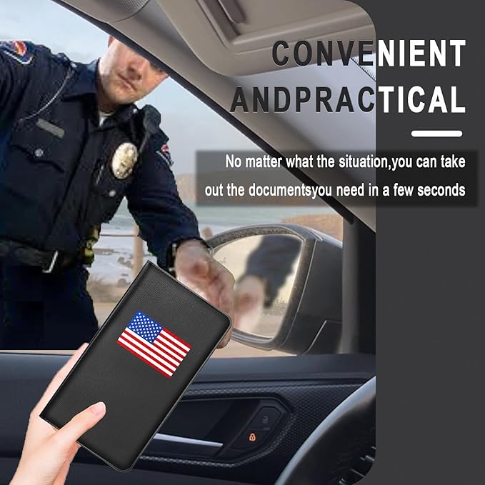 Car Insurance and Registration Card Holder | for BMW Ford Tesla Cadillac All Cars | Store Cards, ID License & Essential Documents | Premium Leather with Magnetic Closure
