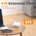 TESSAN Surge Protector Power Strip, 5 Ft Extension Cord Flat Wall Plug with 4 USB (2 USB C) 8 Outlets, 2100J Dual Surge Protection, 20W Multiple Charging Station for Home, Office, College, Dorm Room