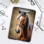Clipboard with Storage,Office Supplies Nursing Clipboards Folder with Pen Holder Plastic Foldable Clip Board with Storage for Nurse Teacher,Beautiful Horse
