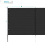 Patio 6' x 42' Outdoor Privacy Screen Freestanding Temporary Fence Panels Net Cover with Metal Poles for Outside Backyard Pool Garden Air Conditioner Fencing, Black