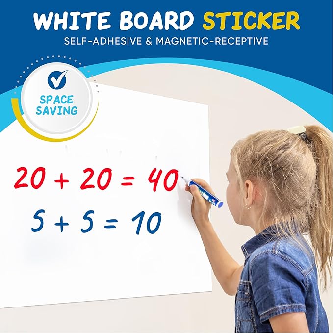 YOUNGJQ Magnetic Whiteboard Contact Paper 48" x 30", Adhesive Magnetic Dry Erase White Board Sticker for Wall, Peel and Stick Wallpaper