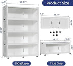 320Gal Extra Large Stackable Storage Bins with Lid, 1280Qt Collapsible Storage Box with Wheels, Closet Organizers and Storage Cabinet Container for Home, Kitchen, Office, 4Pack White Clear