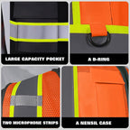 Custom Safety Vest with Logo Pockets High Visibility Reflective Vests Construction Security Workwear