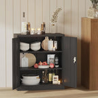 GAOMON Metal Storage Cabinet, Heavy Duty Steel Cabinet with Lockable Doors, Adjustable Shelves, Rust Resistant, Compact Garage Cabinet for Office, Workshop or Home, Easy Assembly, 35", Black