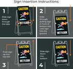 Caution Wet Floor with Graphic Sidewalk Sign Kit, 18x24 Inches, with A Frame Stand, Made in USA