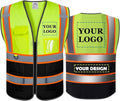 BeautyWill Custom Mesh Safety Vest Customized Logo Class 2 High Visibility Reflective Vest with Pockets Construction workwear （Yellow Black，XL ）