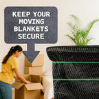Kitchentoolz 96 Pack Moving Bands & Moving Blankets – Heavy-Duty Rubber Mover Bands in 4 Sizes – 24 Each of 25", 30", 36", 42" – Secures Furniture, Drawers, Supplies