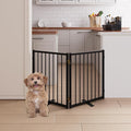 2 Panels Full Metal Freestanding Dog Gates, 40” W x 24” H Folding Pet Gate Fence with Support Feet for Indoor,Stairs, Hallways and Doorways(Black)