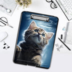 Clipboard with Storage,Office Supplies Nursing Clipboards Folder with Pen Holder Plastic Foldable Clip Board with Storage for Nurse Teacher,Swimming cat