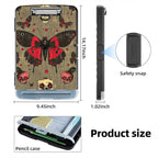 Clipboard with Storage Box & Pen Holder,Heavy Duty Clip Boards 8.5x11 for Nursing,High Capacity,School & Office Supplies,Skull Butterfly Gothic
