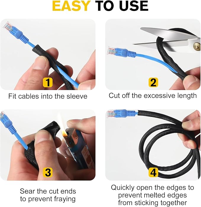 Cord Protectors from Pets No Chew, Ultra Durable Wire Protector Cord Covers for Pets, Flexible Cable Sleeve Cord Management for TV/Computer/Electric Wires/Phone Charging Cables (3/8"-50Feet)