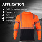 FONIRRA Safety Shirts for Men High Visibility Reflective ANSI Class 2 Hi Vis Construction Work T Shirts Long Sleeve