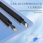Small Cable Concealer - One-Cord Channel Cable Management System - Compact Cord Cover for Home and Office, 8-Pack 125 inch, Black