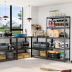 CJF Metal Storage Shelves, 5-Tier Garage Shelving Unit, Heavy Duty Adjustable Metal Shelving for Garage, Basement, Pantry, Warehouse-Black (71 "H x 36" W x 16" D)