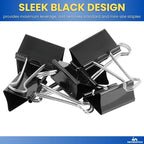 1InTheOffice Large Binder Clips, Paper Clamps, Paper Binder Clips, 1" Capacity, Metal, Black, 24 Pack
