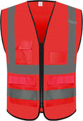 Reflective Safety Vest for Men Women with 5 Pockets and Zipper Front High Visibility Construction Vest Meets ANSI/ISEA Standards