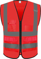 Reflective Safety Vest for Men Women with 5 Pockets and Zipper Front High Visibility Construction Vest Meets ANSI/ISEA Standards