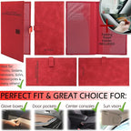 Auto Insurance and Registration Card Holder - Vehicle Glove Box Document Organizer - Car Essential Paperwork Holder for DMV, AAA, Contact Information Cards - Premium PU Leather Wallet Case - Red