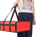 Bodaon Insulated Food Delivery Bag 16" x 16" x 6" – Compact Pizza Bag Holds Up to 3 Pizza Boxes, Foldable Thermal Carrier Cooler for Commercial Food Delivery Staff, Red