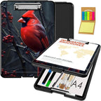 Clipboard with Storage,Office Supplies Nursing Clipboards Folder with Pen Holder Plastic Foldable Clip Board with Storage for Nurse Teacher,Beautiful Redbird