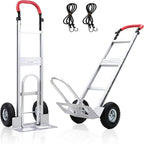 Aluminum Alloy Hand Truck with U-Shaped Handle, 2 Rubber Wheels, 600 lb Capacity, Ext endable Base Plate - Suitable for Warehouse, Office, Home & Multiple Usage Scenarios