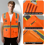 BeautyWill 10/20 Pack Custom Logo Safety Vest,Bulk High Visibility Class 2 Reflective Work Vests