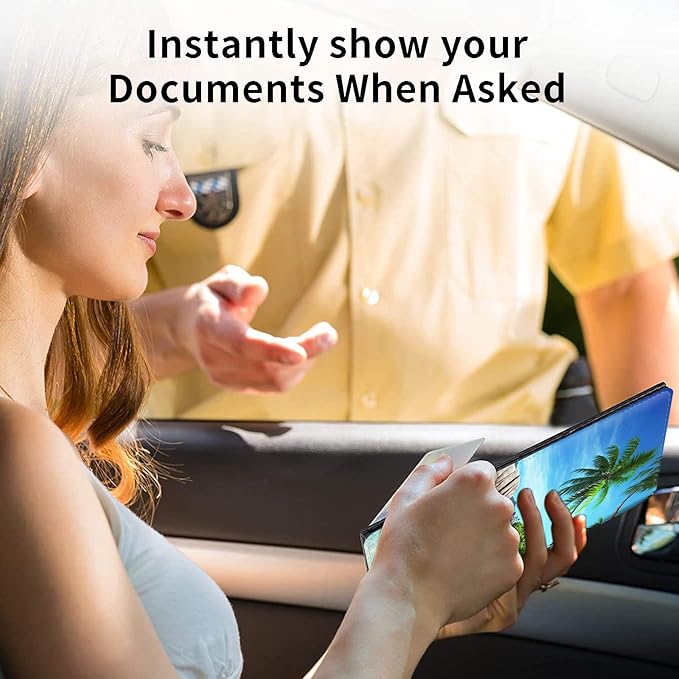 Car Registration and Insurance Holder, Leather Car Glove Box Organizer, Cool Car Accessories for ID, Driver's License Cards & Essential Document,business cards,Men&WomenBeach Palm Trees