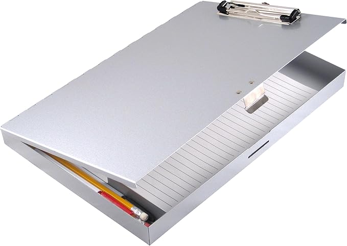 Saunders Tuffwriter Recycled Aluminum Storage Clipboard, 0.5" Clip Capacity, Holds 8.5 x 11 Sheets, Silver