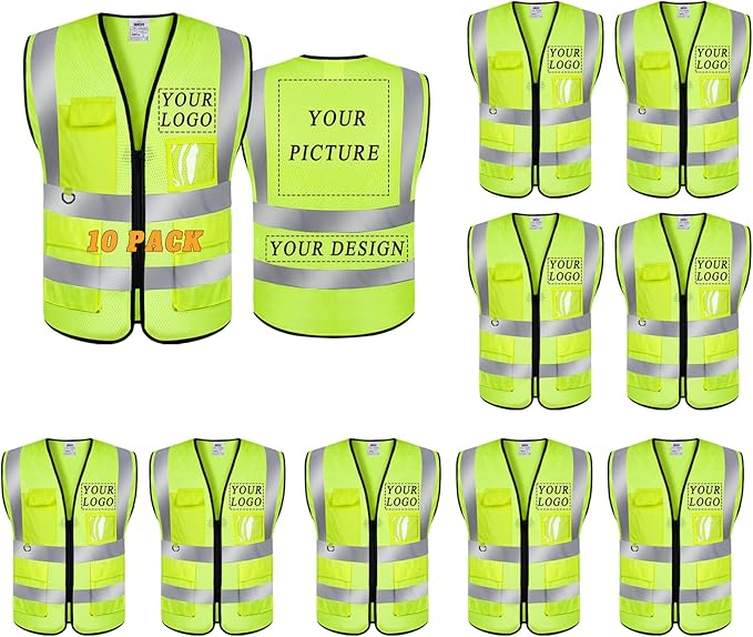 BeautyWill Custom Safety Vest Logo Class 2 High Visibility Reflevtive Vest Outdoor Protective Workwear