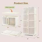 VUSIGN 360 QT Stackable Storage Bins with Lid, Folding Storage box with Wheels, Collapsible Plastic Storage Bins for Closets, Stackable Storage Organizer, Storage Containers, 4Pack, White