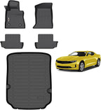 AIPOIL® Floor Mats & Cargo Liner Set for 2016-2024 Chevrolet Camaro All Weather Protection TPE Anti-Slip Automotive Full Set Custom Car Mats Chevy Camaro Accessories - Black