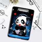 Clipboard with Storage,Office Supplies Nursing Clipboards Folder with Pen Holder Plastic Foldable Clip Board with Storage for Nurse Teacher,Cute Music Panda