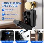 Key Lock Box, 12-Digit Code, Weatherproof Wall Mount, Large Capacity 5-8 Keys, Aluminum Alloy (Black, 3.58 * 2.24 * 7.8IN with Shackle)