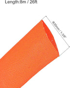 MECCANIXITY Braided Cable Sleeves Heat Shrinkable Fabric Sleeving, 1 3/8" 26ft Orange 2:1 Ratio Heat Shrinkable Cord Protector for Harness Cable, Network Cable Protection, Cable Management