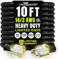 10ft Outdoor/Indoor Extension Cord 14/3 Gauge Heavy Duty 3 Prong SJTW, Waterproof, ETL Listed, Flexible Cold-Resistant Long Power Cord,15A 125V 1875W, Black by LifeSupplyUSA