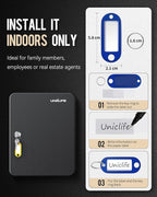 Uniclife 100 Position Key Cabinet with Key Lock Wall Mounted Black Security Storage Box Steel Key Organizer with Colorful Key Tag Labels Stickers and Hooks