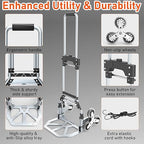 Stair Climbing Cart, 220 LBS Aluminum Stair Climber Dolly, Heavy Duty Folding Hand Truck Dolly with 6 Wheels, Telescoping Handle and Elastic Rope for Home, Moving, Groceries, Warehouse