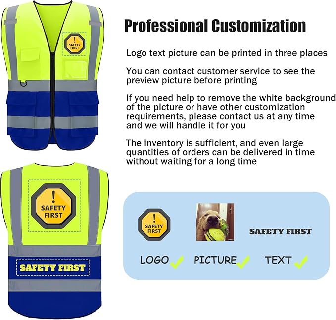 BeautyWill Custom Safety Vest Logo Class 2 High Visibility Reflevtive Vest Outdoor Protective Workwear