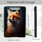 Clipboard with Storage,Office Supplies Nursing Clipboards Folder with Pen Holder Plastic Foldable Clip Board with Storage for Nurse Teacher,Cute Fox