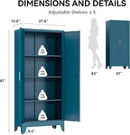 COFaR 61" Pantry Cabinet in Peacock Blue, Farmhouse Storage Cabinet with Adjustable Shelves, Sturdy Freestanding Cupboard for Kitchen Organization, Bathroom & Living Room