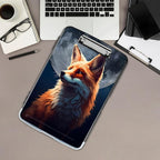 Clipboard with Storage,Office Supplies Nursing Clipboards Folder with Pen Holder Plastic Storage ClipBoard Foldable for Teacher Nurse,Fox and Moon