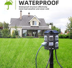TiFFCOFiO Outdoor Power Strip with Stake Waterproof, 60 FT Extension Cord, 6 Grounded Outlets for Outdoor Lights, 14 AWG, 15A/1875W, ETL Listed