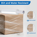 15in Stretch Wrap Roll with Handle, Heavy Duty 1200ft Shrink Wrap Roll, Clear 60 Gauge Industrial Strength Stretch Film with Extended Cardboard Handles, Plastic Wrap for Pallet Packing Moving(2 Rolls)