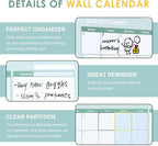 MAKELLO Dry Erase Calendar for Wall 36" x 24", Large White Board Calendar with Next Month for Office, Family, Kitchen and Bedroom