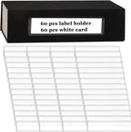 Label Holders Adhesive Shelf Tag Clear Shelf Tag Index Card Pockets Plastic Drawers File Cabinet Storage Bins Label Holder for Supermarket Bookshelf Mailbox Business Kitchen,Pack of 60