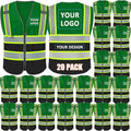 BeautyWill Custom Logo 10/20 Pack Safety Vest Class2 High Visibility Vest with Pockets Breathable Construction Vest Bulk