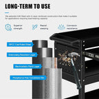 3 Tier Heavy Duty Tool Cart, Mechanic Metal Rolling Tool Cart 900 Lbs Work Cart with Locked Drawers & Pegboard for Garage Workshop